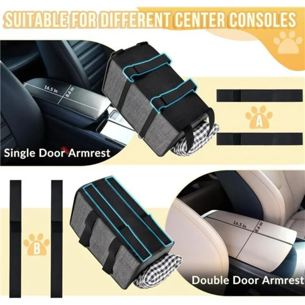 Console Dog Car Seat - Portable Dogs Armrest Booster Seat for Small